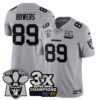 Las Vegas Raiders 3-Time Champions Patch Vapor Limited Jersey – All Stitched – Silver – Brock Bowers Jersey