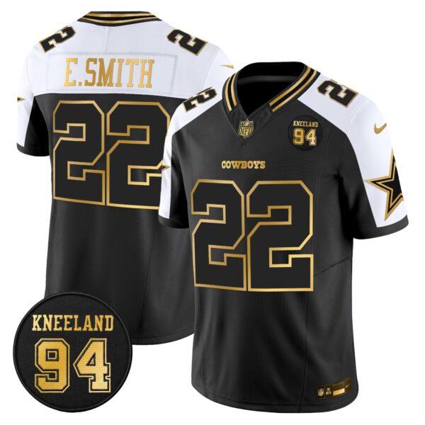 Dallas Cowboys #94 Marshawn Kneeland Memorial Patch Gold Vapor Limited Jersey – All Stitched – Alternate – Emmitt Smith Jersey