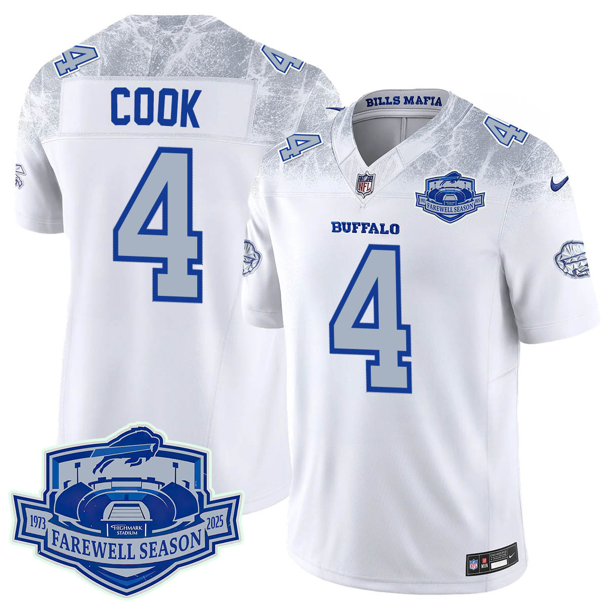 Buffalo Bills 2025 Jersey All Stitched – Farewell to Highmark Stadium Rivalry James Cook – 4 Jersey
