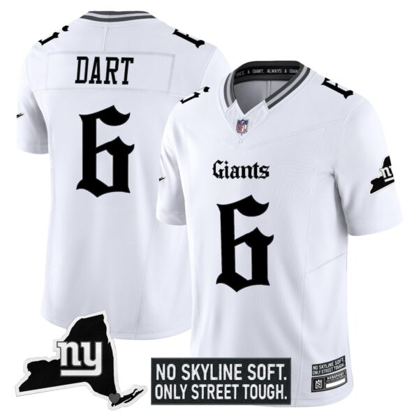 New York Giants Gothic Gotham Edition Vapor Limited Jersey – All Stitched – White – Jaxson Dart Jersey