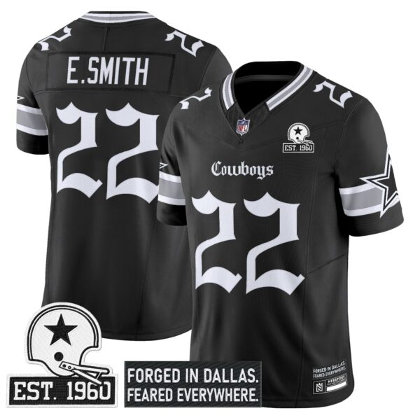 Dallas Cowboys Gothic Lone Star Edition Vapor Limited Jersey – All Stitched – Black – Emmitt Smith Jersey