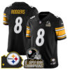 Pittsburgh Steelers 6-Time Champions Patch Vapor Limited Jersey – All Stitched – Black – Aaron Rodgers Jersey