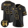 Dallas Cowboys #94 Marshawn Kneeland Memorial Patch Gold Vapor Limited Jersey – All Stitched – Black Gold – Dak Prescott Jersey