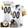 Custom Pittsburgh Steelers 6-Time Champions Patch Vapor Limited Jersey – All Stitched – White Jersey