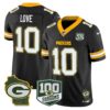 Green Bay Packers 100th Season & Home Patch Vapor Limited Jersey – All Stitched – Black – Jordan Love Jersey