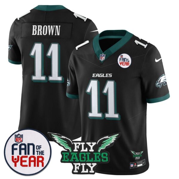Philadelphia Eagles Fan Of The Year Jersey – All Stitched – Black – A. J. Brown – 11 Jersey