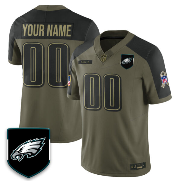 Custom Philadelphia Eagles 2025 Salute to Service Limited Jersey – All Stitched Men Olive Alternate Jersey
