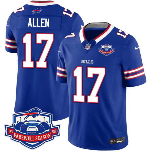 Buffalo Bills 2025 Jersey All Stitched – Farewell to Highmark Stadium – Royal – Josh Allen Jersey