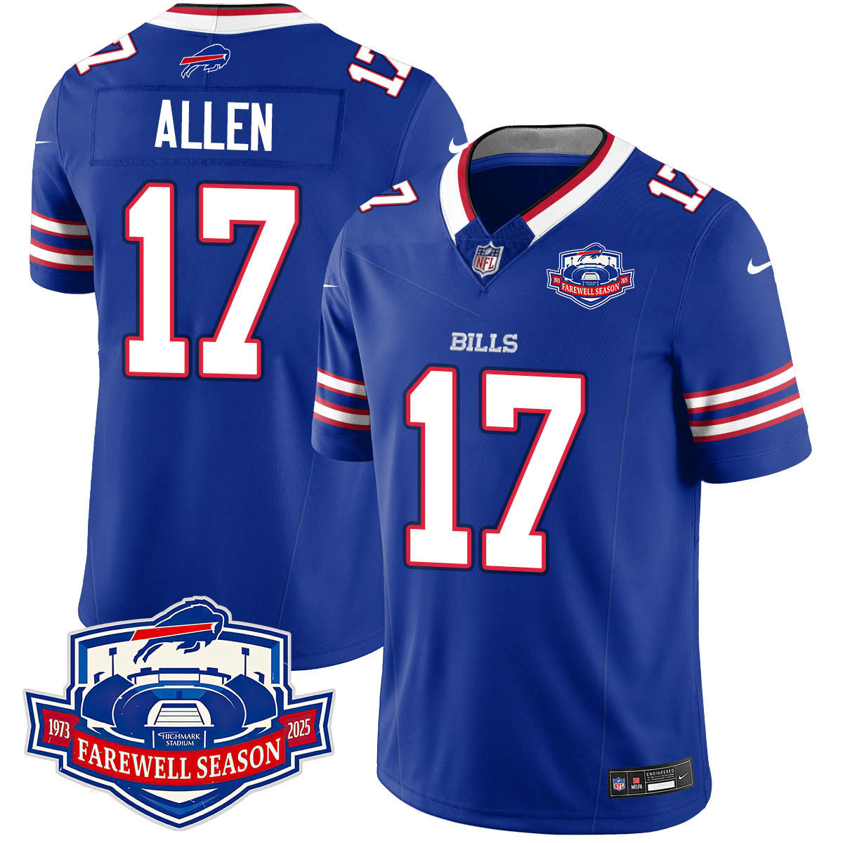 Buffalo Bills 2025 Jersey All Stitched – Farewell to Highmark Stadium – Royal – Josh Allen Jersey