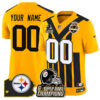 Custom Pittsburgh Steelers 6-Time Champions Patch Vapor Limited Jersey – All Stitched – Gold Jersey