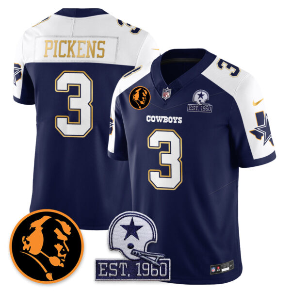 Dallas Cowboys Vapor Limited Gold Jersey – John Madden Patch – All Stitched – Navy Alternate – George Pickens Jersey