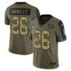 Men’s Olive New York Giants #26 Saquon Barkley 2021 Camo Salute To Service Limited Stitched Jersey