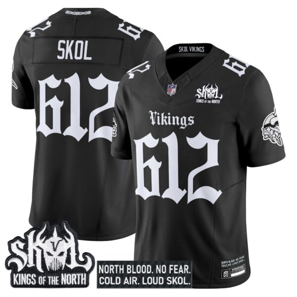 Minnesota Vikings Gothic Norseblood Edition Vapor Limited Jersey – All Stitched – Black – Skol Jersey