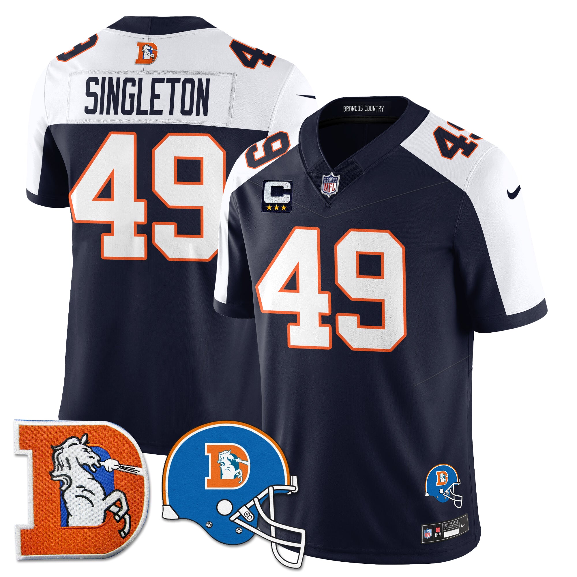 Denver Broncos Throwback Vapor Limited Jersey – All Stitched – Navy Alternate – Alex Singleton Jersey