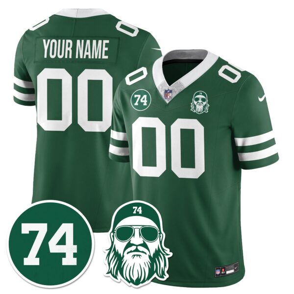 Custom New York Jets Vapor Limited Jersey – Nick Mangold Patch – All Stitched – Green Jersey