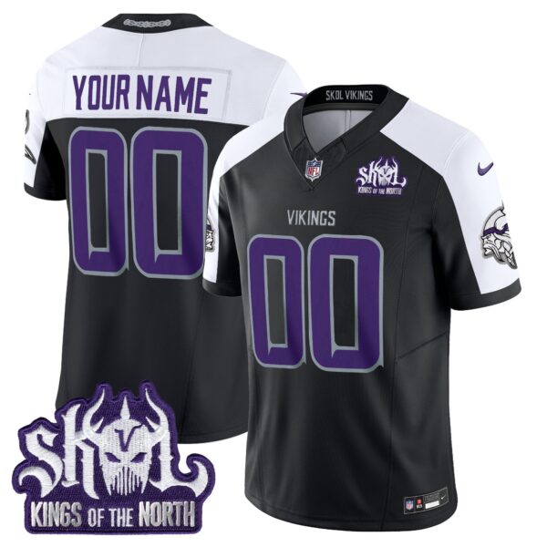 Minnesota Vikings 2025 Winter Warrior Skol Patch Vapor Limited Custom Jersey – All Stitched – Black Alternate Jersey