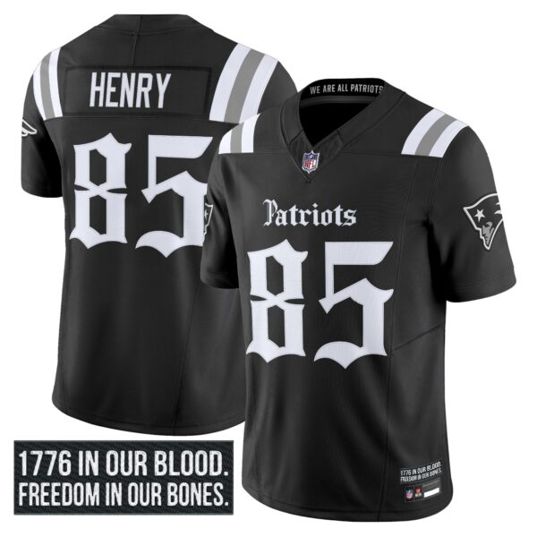 New England Patriots ‘Gothic Revolution Edition’ Vapor Limited Jersey – All Stitched – Black – Hunter Henry Jersey