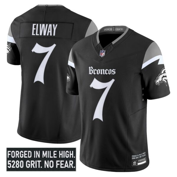 Denver Broncos Gothic Mile High Shadows Edition Vapor Limited Jersey – All Stitched – Black – John Elway Jersey