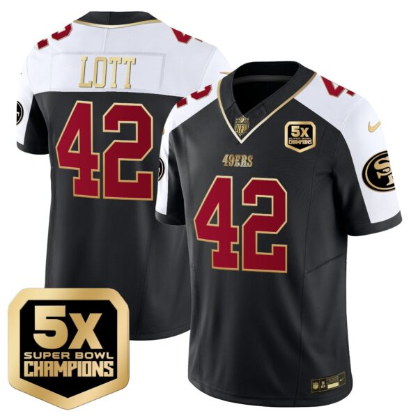 49ers 5x Super Bowl Champions Vapor Limited Jersey – All Stitched – Black Alternate – Ronnie Lott Jersey