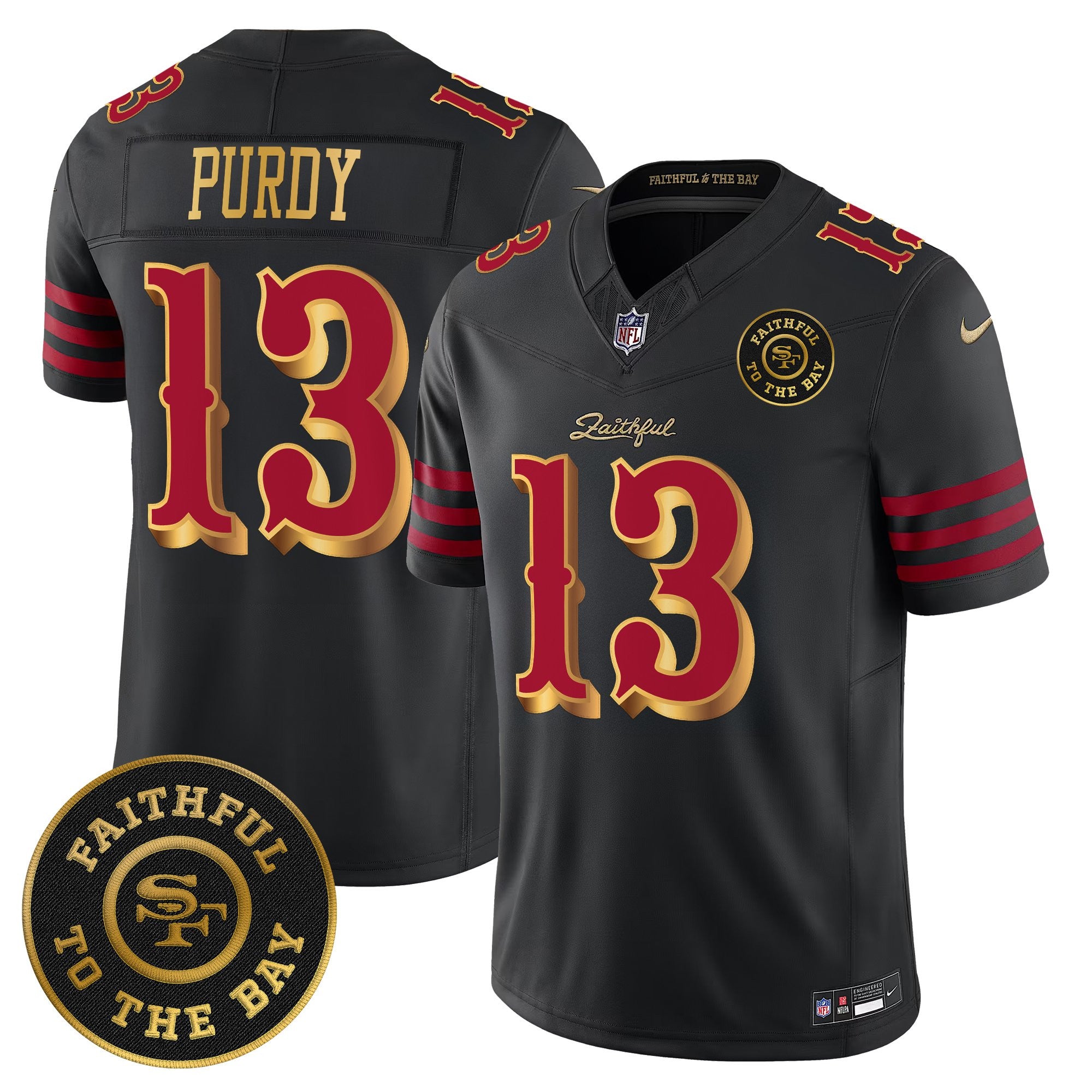 San Francisco 49ers Rivalries Vapor Limited Jersey – Faithful To The Bay Patch – All Stitched – Black Rivalries – Brock Purdy Jersey