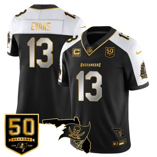 Tampa Bay Buccaneers 50th Season Limited Gold Jersey – All Stitched – Alternate – Mike Evans Jersey