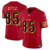 Women’s San Francisco 49ers 2025 Rivalries Vapor Limited Jersey V2 – All Stitched Red Gold George Kittle – 85 Jersey