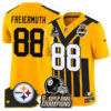 Pittsburgh Steelers 6-Time Champions Patch Vapor Limited Jersey – All Stitched – Gold – Pat Freiermuth Jersey