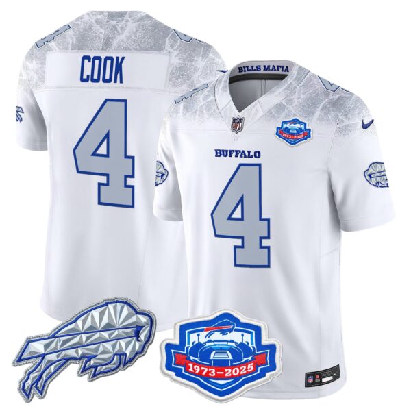 Buffalo Bills 2025 “Rivalries” Vapor Limited Jersey – Farewell Season Patch – All Stitched – Cold Front – James Cook Jersey