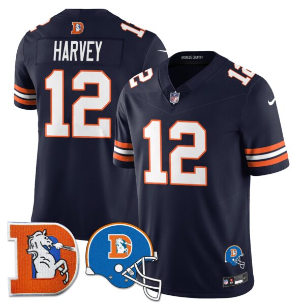 Denver Broncos Throwback Vapor Limited Jersey – All Stitched – Navy – RJ Harvey Jersey