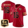 49ers 5x Super Bowl Champions Vapor Limited Jersey – All Stitched – Black Scarlet – Joe Montana Jersey