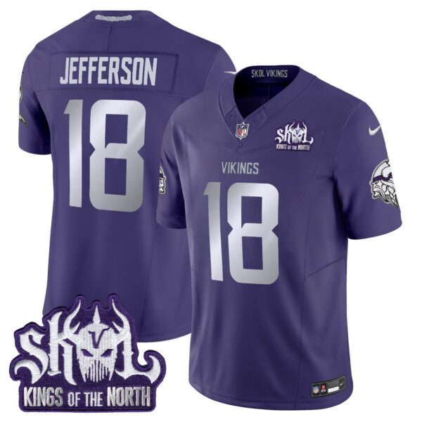 Minnesota Vikings 2025 Winter Warrior Skol Patch Vapor Limited Jersey – All Stitched – Purple – Justin Jefferson Jersey