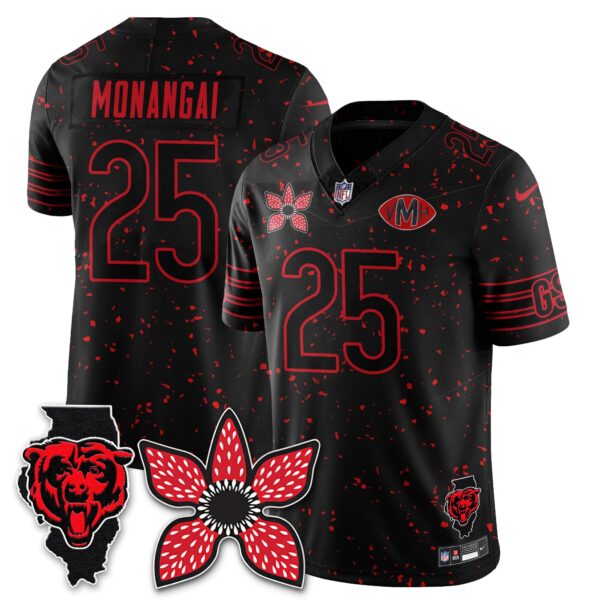 Chicago Bears ‘Stranger Things Edition’ Vapor Limited Jersey – All Stitched – Black Limited – Kyle Monangai Jersey