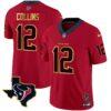 Men’s Houston Texans Gold Trim Vapor Jersey – All Stitched – Red – Nico Collins