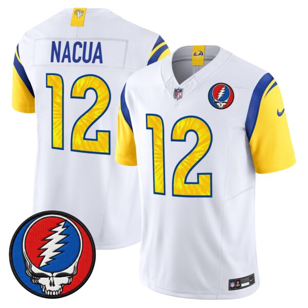 Los Angeles Rams x Grateful Dead Vapor Limited Jersey – All Stitched – White – Puka Nacua Jersey