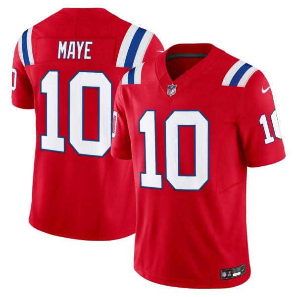 New England Patriots Throwback Vapor Limited Jersey – All Stitched – Red – Drake Maye Jersey