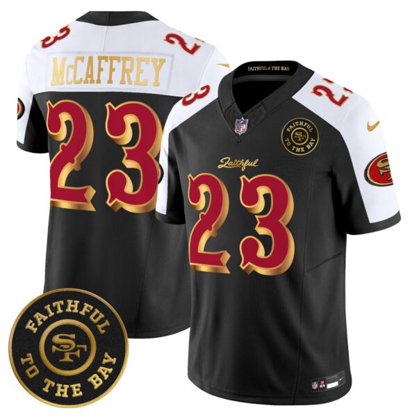 San Francisco 49ers Rivalries Vapor Limited Jersey – Faithful To The Bay Patch – All Stitched – Black Alternate – Christian McCaffrey Jersey