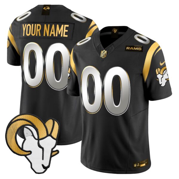 Los Angeles Rams Gold Vapor Limited Custom Jersey – All Stitched – Black Limited Jersey