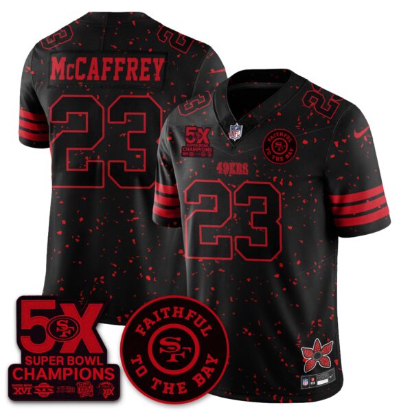 San Francisco 49ers’Stranger Things Edition’ Vapor Limited Jersey – All Stitched – Black Limited – Christian McCaffrey Jersey