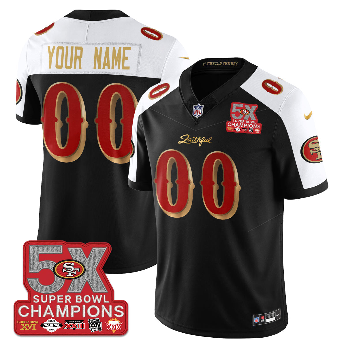 Custom San Francisco 49ers Rivalries 5-Time Champions Patch Vapor Limited Jersey – All Stitched – Black Alternate Jersey