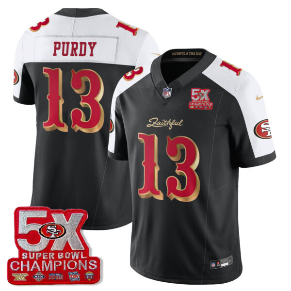 San Francisco 49ers 5-Time Champions Patch Vapor Limited Jersey – All Stitched – Alternate – Brock Purdy Jersey