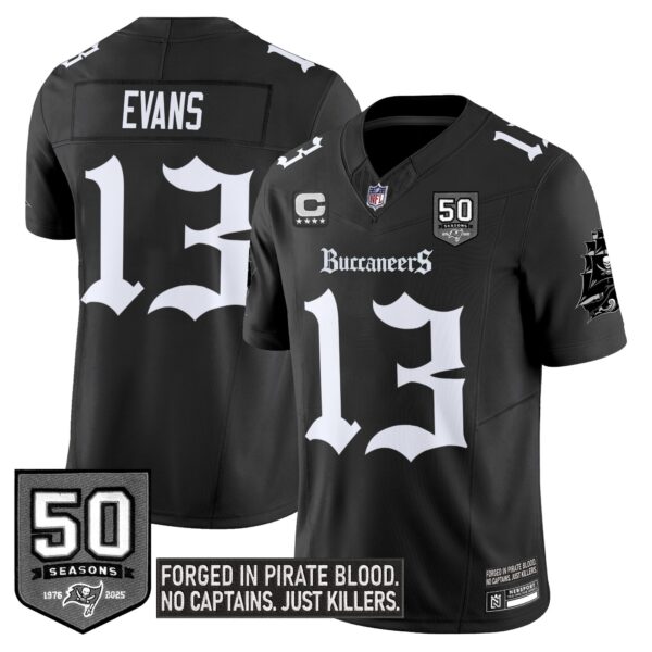 Tampa Bay Buccaneers ‘Gothic Pirate Shadows Edition’ Limited Jersey – All Stitched – Black – Mike Evans Jersey