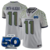 Seattle Seahawks 2025 “Rivalries” 50th Season Patch Vapor Limited Jersey – All Stitched – Gray Rivalries – Smith-Njigba Jersey