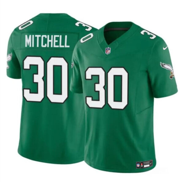 Men’s Philadelphia Eagles #30 Quinyon Mitchell Kelly Green 2024 Draft F.U.S.E Vapor Untouchable Throwback Limited Football Stitched Jersey