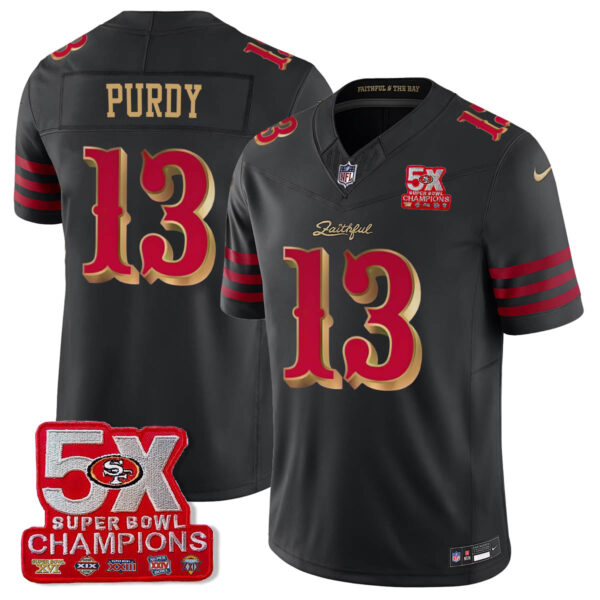 San Francisco 49ers 5-Time Champions Patch Vapor Limited Jersey – All Stitched – Rivalries – Brock Purdy Jersey