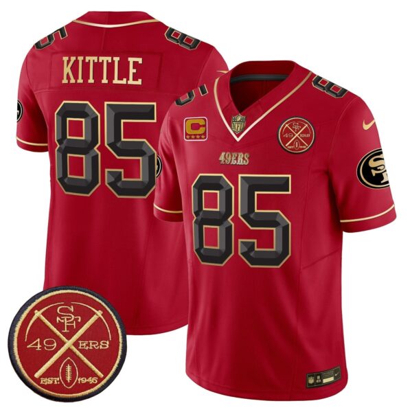 49ers Est.1946 Patch Vapor Limited Jersey V2 – All Stitched – Scarlet Limited – George Kittle Jersey