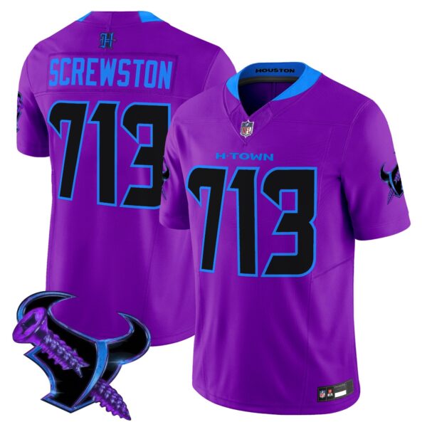 Houston Texans 2025 DJ Screw Vapor Limited Jersey – All Stitched – Purple – Screwston 713 Jersey