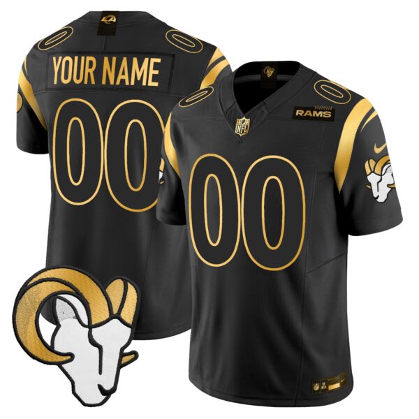 Los Angeles Rams Gold Vapor Limited Custom Jersey – All Stitched – Black Gold Jersey