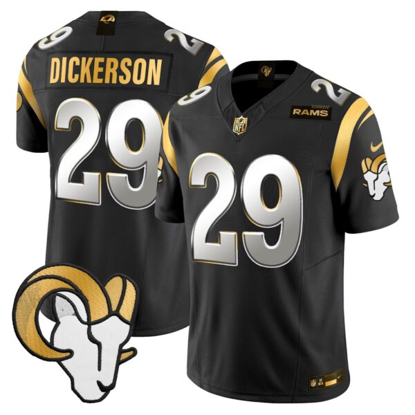 Los Angeles Rams Gold Vapor Limited Jersey – All Stitched – Black Limited – Eric Dickerson Jersey