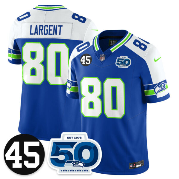 Seattle Seahawks Vapor Limited Jersey – Honor Kenny Easley – All Stitched – Royal Alternate – Steve Largent Jersey