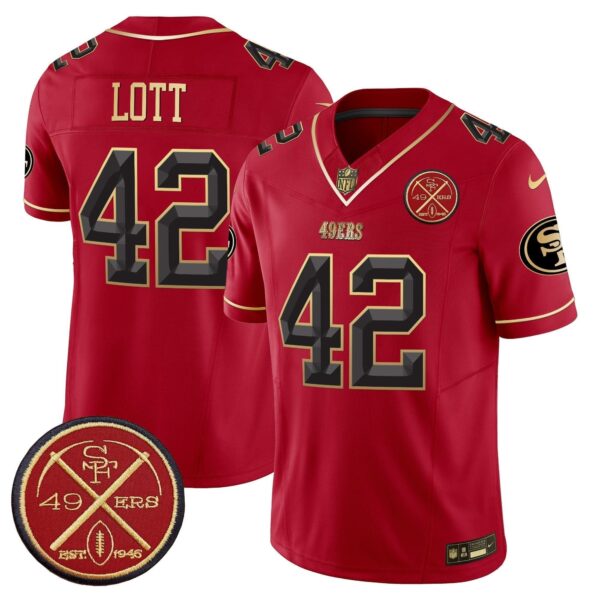 49ers Est.1946 Patch Vapor Limited Jersey V2 – All Stitched – Scarlet Limited – Ronnie Lott Jersey